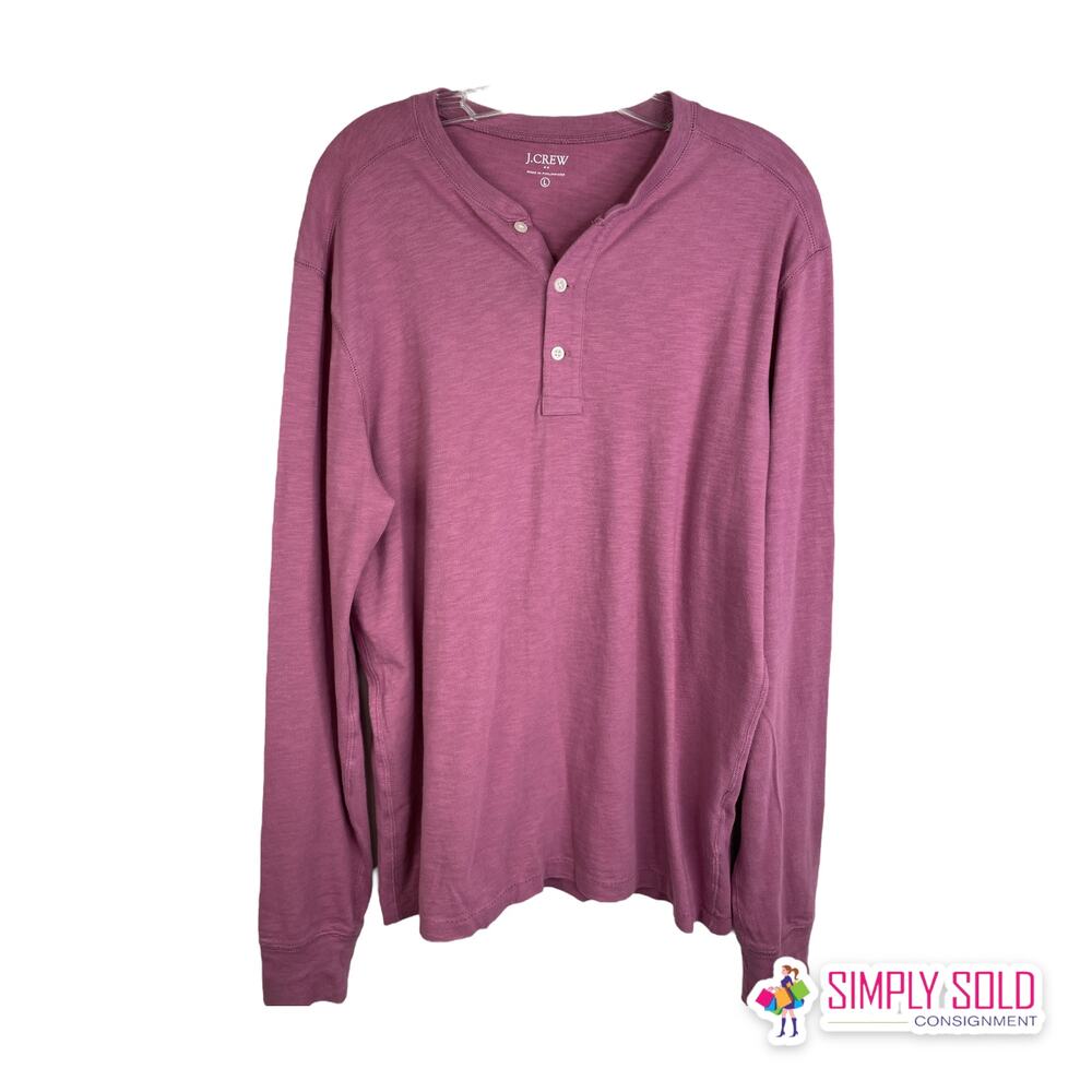 J.Crew Womens Long Sleeve Cotton Slub Henley Top Plum‎ J8214 Large